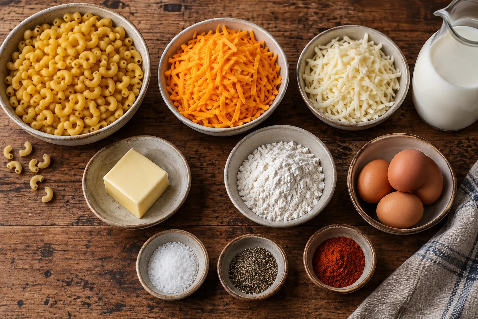 Macaroni and Cheese ingredients — AI-generated food photography