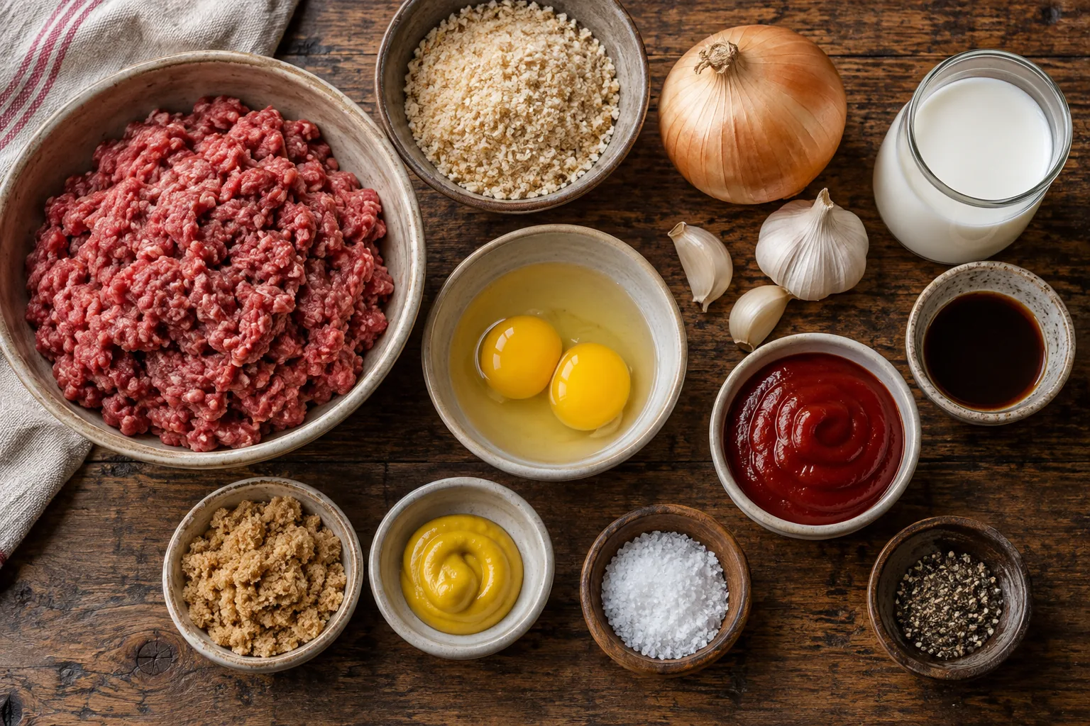 Meatloaf ingredients — AI-generated food photography