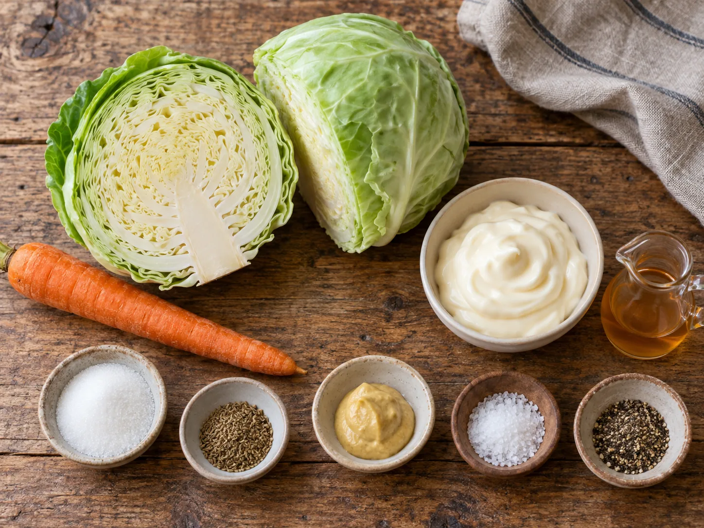 Cabbage, carrot and creamy coleslaw dressing ingredients