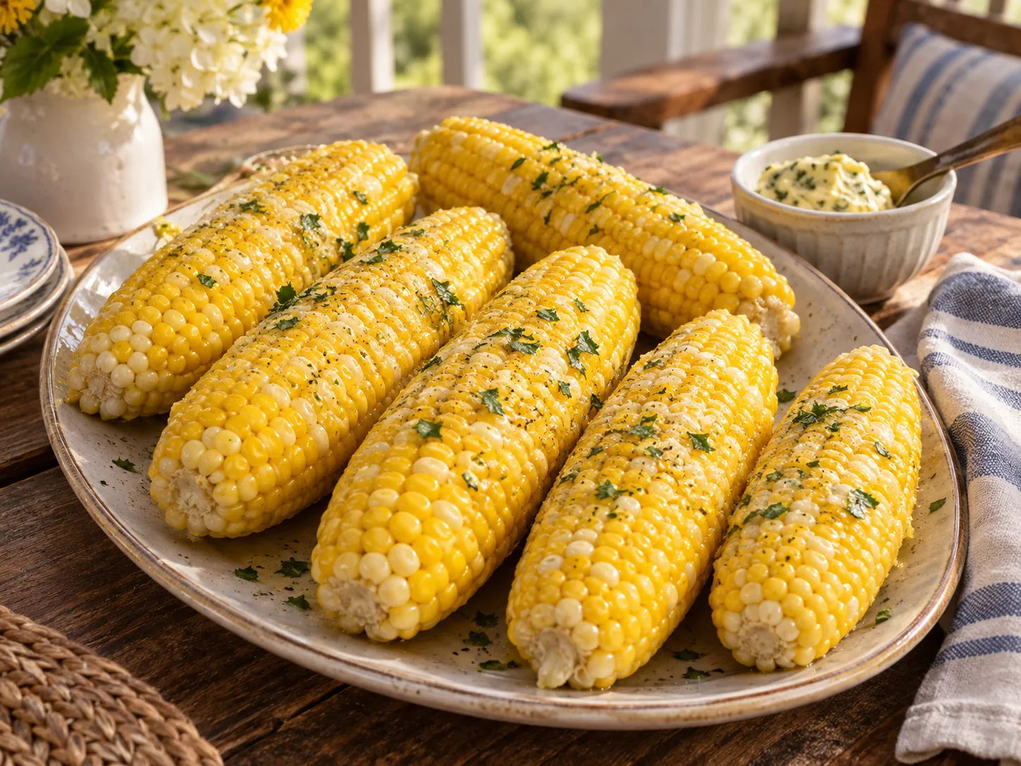Buttered Southern corn on the cob with fresh herbs