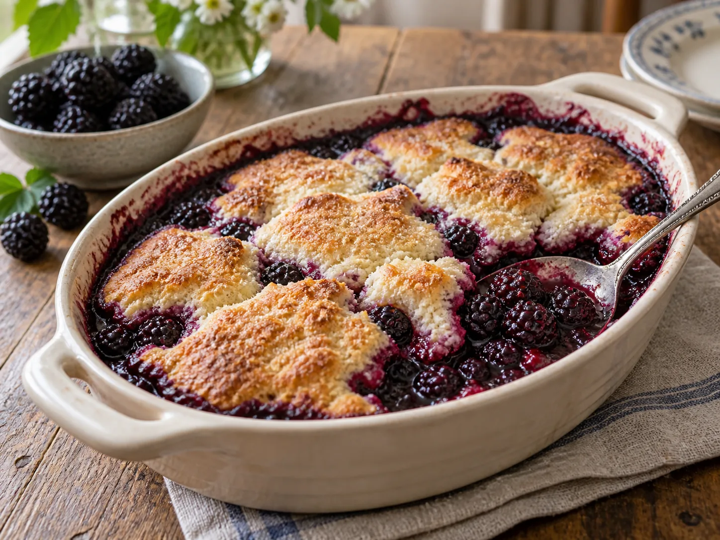 Golden Southern blackberry cobbler