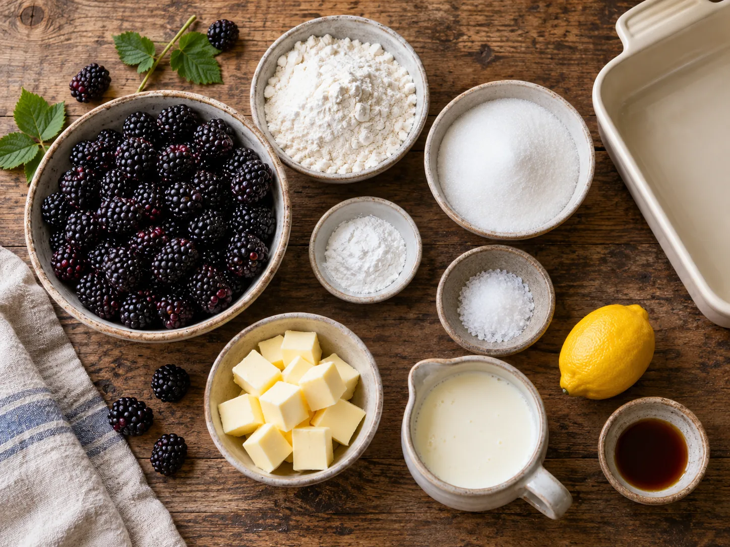 Blackberry cobbler ingredients before baking